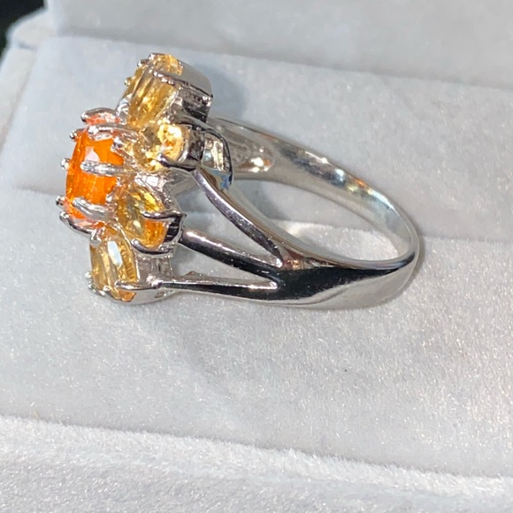 Fascinating Genuine Orange Opal and Citrine Ring - Picture 10 of 13